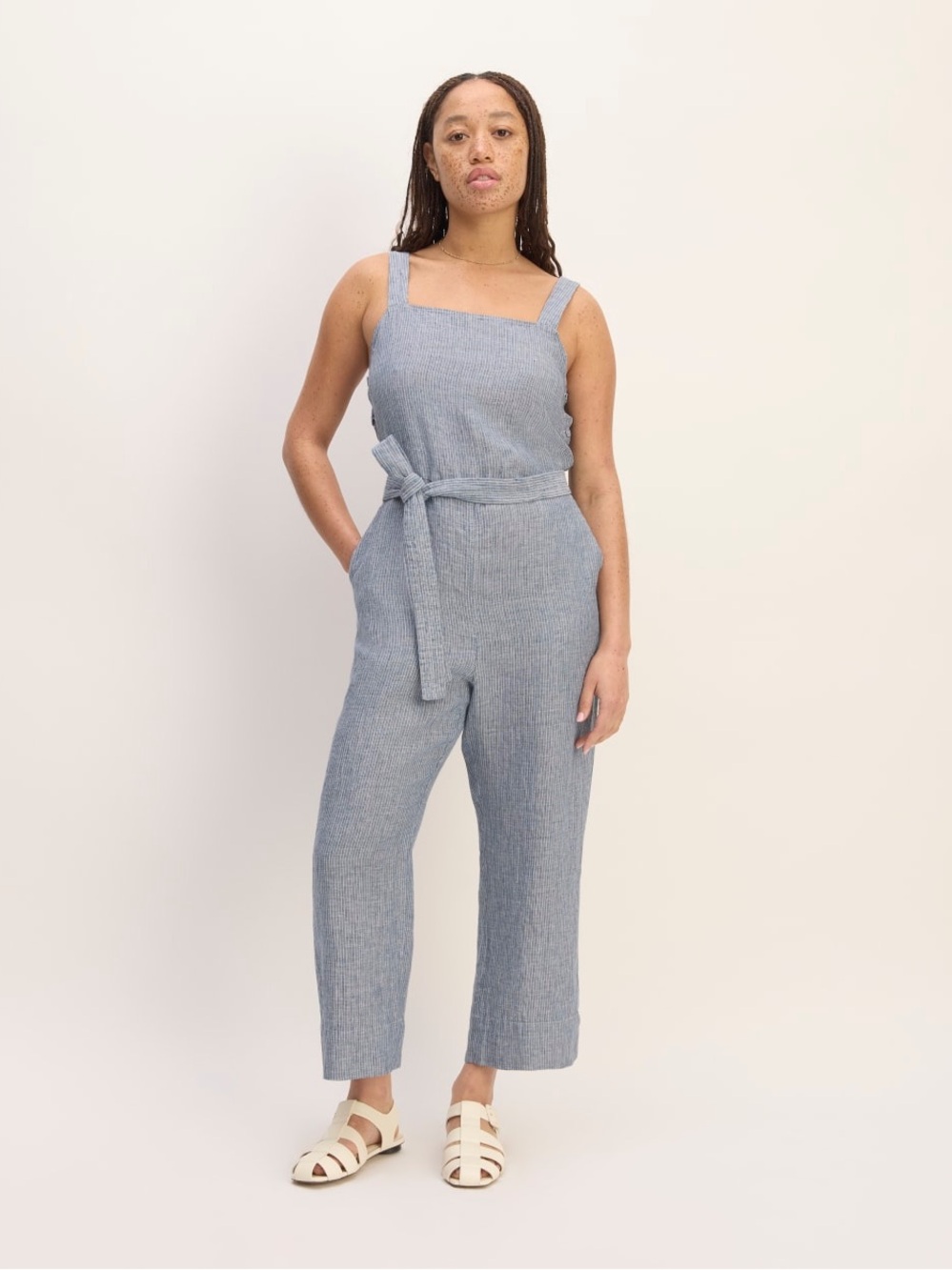NWT Everlane Linen Side Button Jumpsuit Size 8